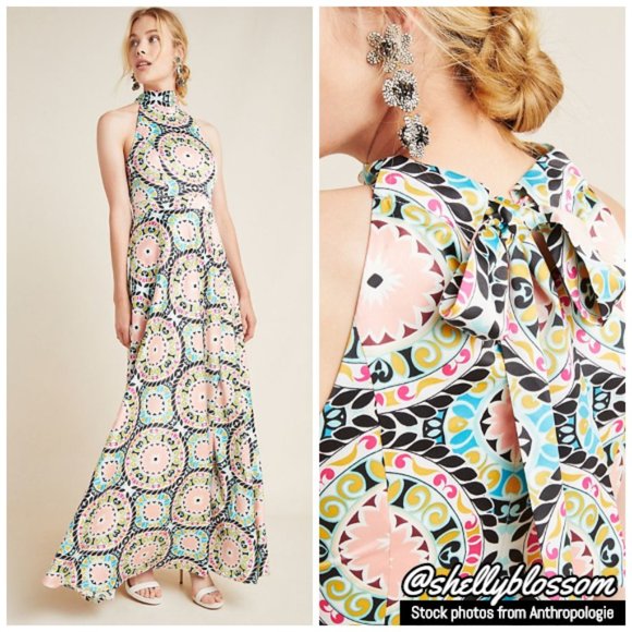 NWT Anthropologie Serena Halter Maxi Dress Gown - Picture 1 of 8